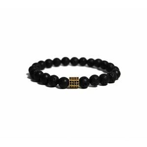 🔴 Bracelet - Yellow Gold Pavé & Lava Stone